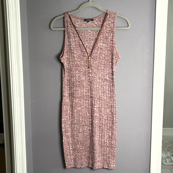 Ambiance Brownish-Reddish Sleeveless Ribbed Sweater Dress Zipper Size Medium - Picture 7 of 7